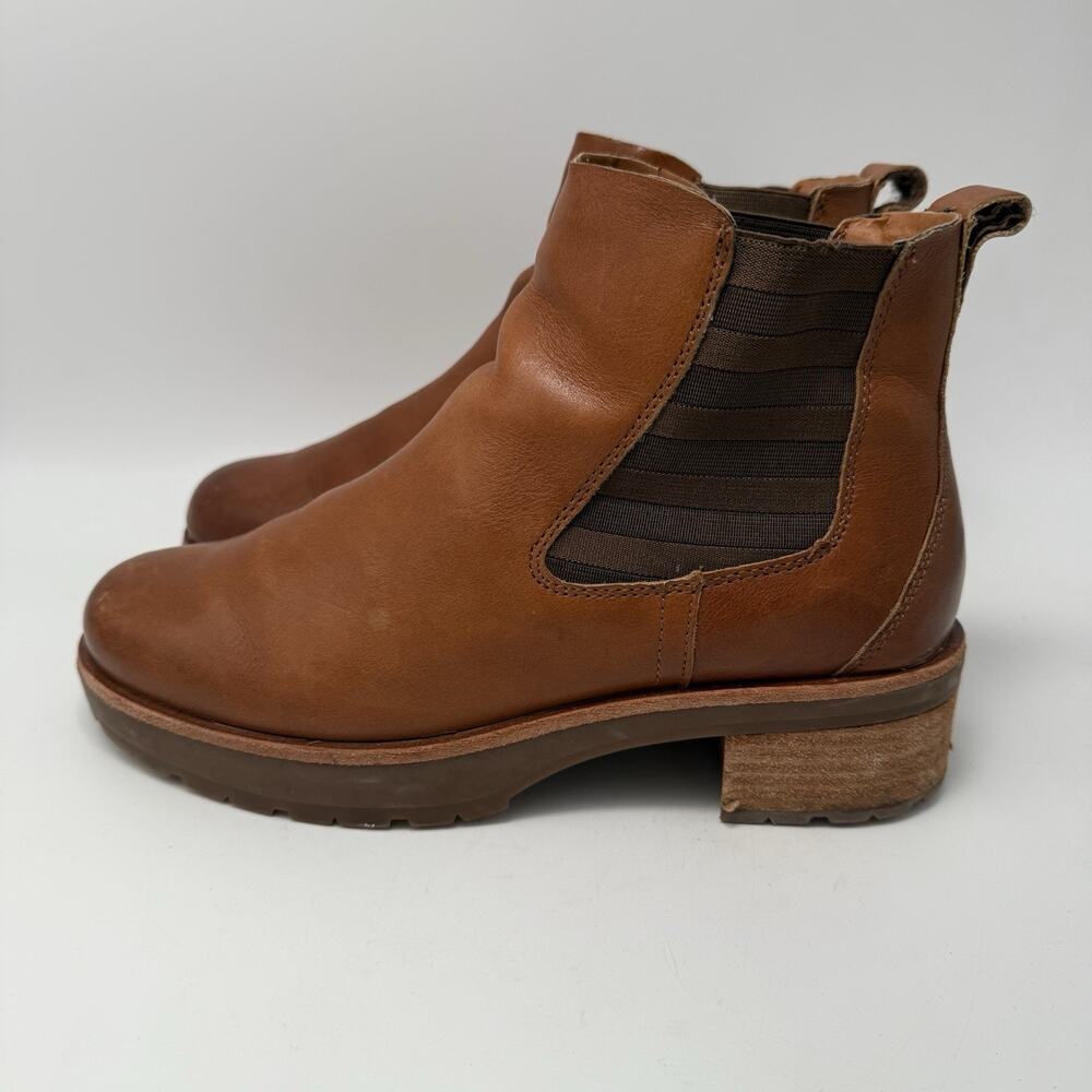 Kork-Ease Bristol Stacked Heel Boots Brown Leather Size 7.5 Pull On Tab - Picture 4 of 9